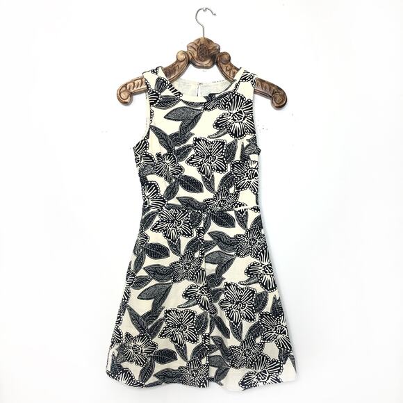 J. Crew Woodblock Print Floral Cotton Back Cut-Out Mini Dress Pockets 0 - Picture 1 of 9